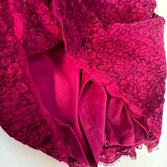 Adrianna Papell Evening Dress Long Sleeve Lace Sheath Fuchsia Size 10 - Picture 7 of 16